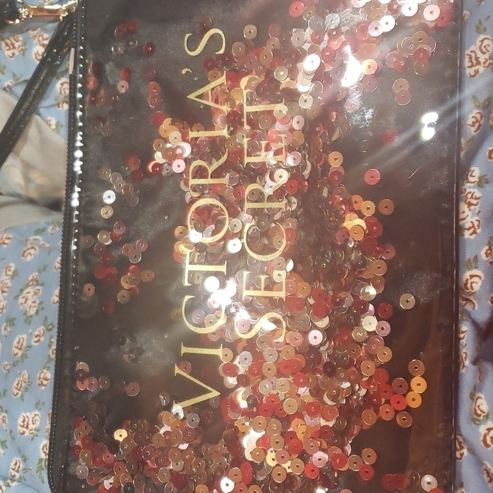 𝅺VICTORIA'S secret cosmetic bag sequins EUC